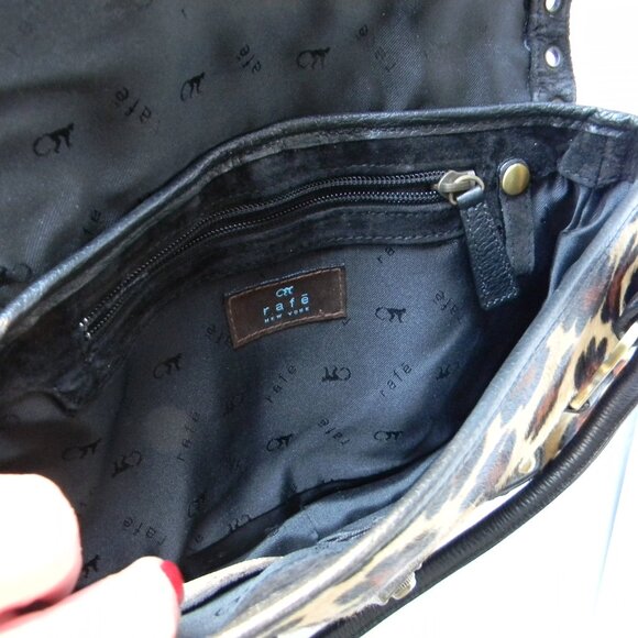 RAFE HAIR CALF LEOPARD ANIMAL PRINT LEATHER SATCHEL  STUD DETAIL - Picture 8 of 8